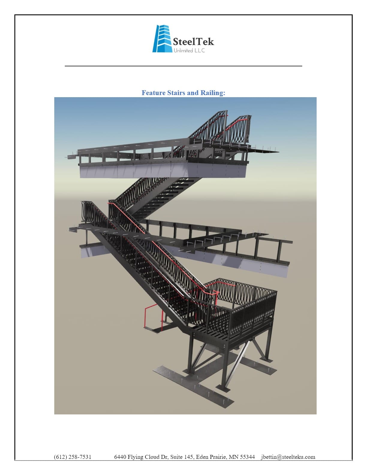 Steel Tek Unlimited 2021 AISC Brochure — Feature Stairs and Railings